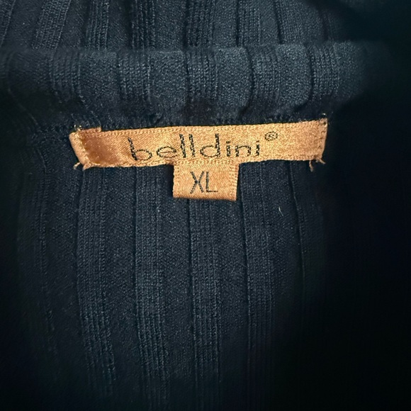 BELLDINI Black Ribbed Zippered Cardigan with Gold Beaded Details - XL - Picture 5 of 6